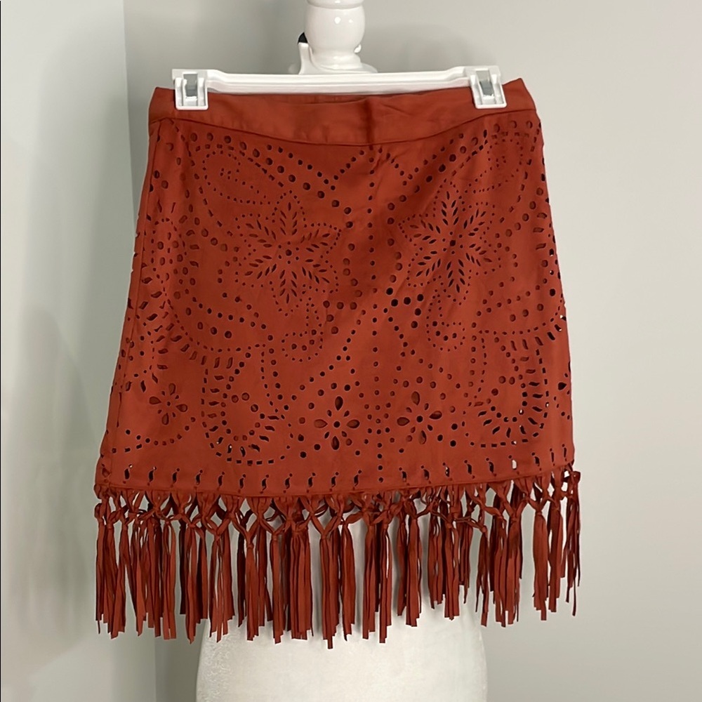 American Eagle Outfitters Brown Mini Skirt with Cut Out Embellishments